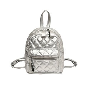 Quilted PU Leather Mini Backpack Metallic Fashion Small Travel Daypack For Women Girls Retro Style Waterproof