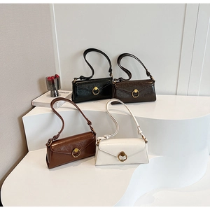 Chic women's underarm bags in four colors with glossy patent leather and metal buckles