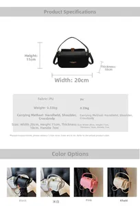 Detailed size specifications for minimalist PU leather crossbody bag 20x11x10cm
