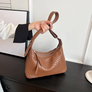 Borsa A Spalla Hobo Intrecciata Pelle PU Mezzaluna Sottoascellare Tracolla Regolabile Minimalista Donne