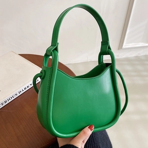 Half Moon Shoulder Bag PU Leather Minimalist Crossbody Handbag Women Daily Versatile Fashion Hobo Style