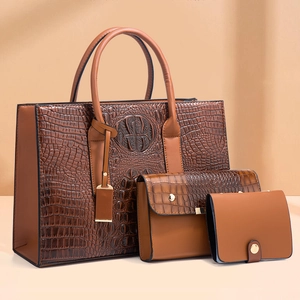 Sacs À Main Femmes Gaufrage Crocodile Cuir PU Sac Cabas Pochette Bandoulière Et Porte-Cartes Portefeuille Élégant