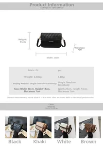 Detailed size chart and specifications for the textured geometric pattern crossbody bag
