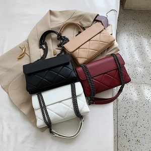 Chic quilted chain bags for women in black white burgundy and beige colors