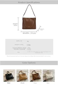 Detailed size specifications for large PU leather tote bag with dimensions and strap length