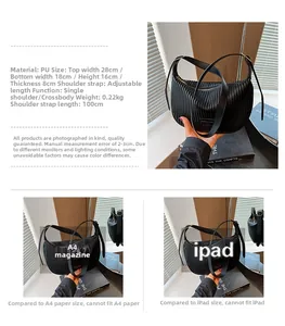Detailed comparison of the black pleated Hobo bag size against an iPad and A4 magazine