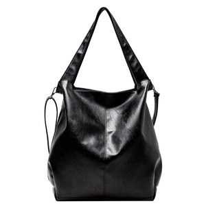 Women Large Capacity Tote Bag Retro PU Leather Shoulder Bag Solid Color Stitching Soft Crossbody Handbag