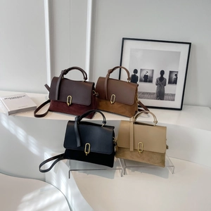 Retro frosted leather tote bags in four colors with elegant metal ring buckle
