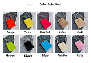 Detailed grid display of 10 available colors for the plush winter crossbody mobile bag