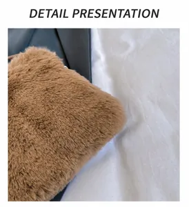 Detailed macro view of high-quality brown faux fox fur texture on a winter plush crossbody bag