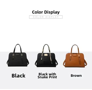Detailed comparison of embossed handbag textures in black, snake pattern, and brown colors
