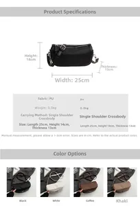Detailed dimensions and PU material specs for the pleated crossbody cylinder bag