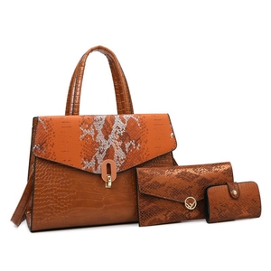 Women Croco Snake Pattern PU Leather Handbag And Wallet And Card Holder Set Shoulder Crossbody Bag Fashion Bag Set
