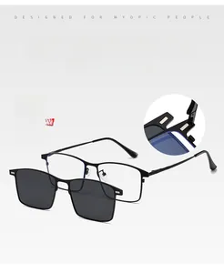 Détail de la connexion magnétique entre la monture en métal et le clip solaire polarisé