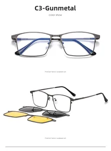 Détail des lunettes de soleil magnétiques gunmetal avec verres polarisés gris et vision nocturne