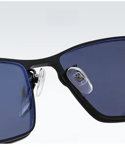 Détail macro des plaquettes de nez en silicone de lunettes de soleil polarisées magnétiques