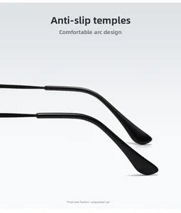 Détail des branches antidérapantes ergonomiques noir mat pour lunettes de soleil rondes