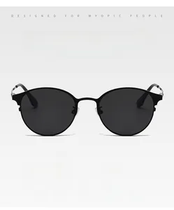Close-up of polarized round clip-on sunglasses for driving, cycling, and fishing