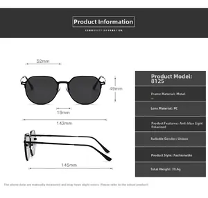 Tableau des tailles pour lunettes de soleil rondes avec dimensions précises du cadre