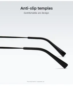 Ergonomic matte black non-slip glasses arms for polarized magnetic clip-on sunglasses