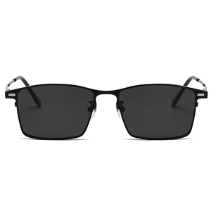 Lunettes de soleil polarisées classiques noir mat avec monture carrée en métal