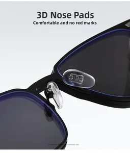 Macro detail of ergonomic silicone nose pads with metal screw inserts for square sunglasses