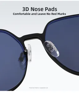 Détail des plaquettes en silicone sur lunettes de soleil rondes polarisées