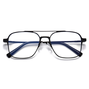 Black double bridge aviator frames with magnetic polarized lenses and blue light protection