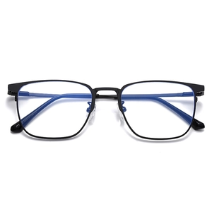 Modern square black anti-blue light glasses with polarized lenses and matte alloy frames