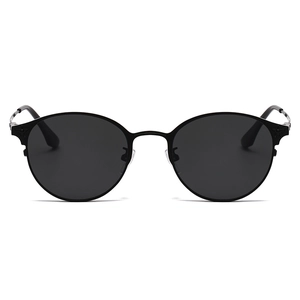 Classic round magnetic anti-blue light sunglasses with star detail on black frames