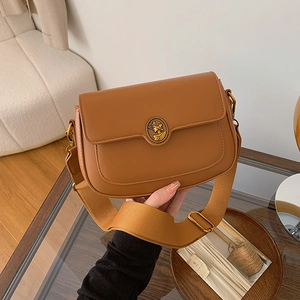 Vintage Square Crossbody Bag PU Leather With Portrait Relief Metal Buckle Wide Adjustable Fabric Strap Elegant Shoulder Bag For Women