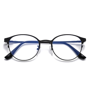Classic black round frame magnetic sunglasses with anti-blue light clear lenses and UV protection