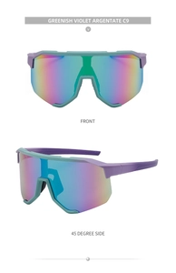 Vorder- und Seitenansicht der Sportsonnenbrille mit bunten Gläsern und mattem Rahmen