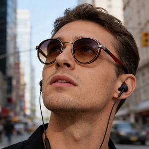 Retro Round Frame Sunglasses Men Metal Frame UV400 Protection Punk Style Vintage Fashion For Driving Party