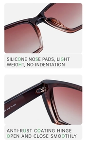 Detail of silicone nose pads and anti-rust hinges on vintage cat-eye sunglasses