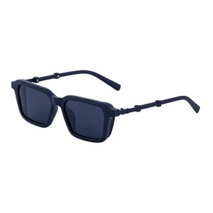 Polarized retro square frame sunglasses for men with thick side shield and textured temples
