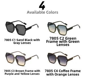 Square polarized sunglasses in sand black, green, tea and coffee colors with woven arms