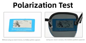 Polarization test showing the UV protection lens filtering effect on a test card