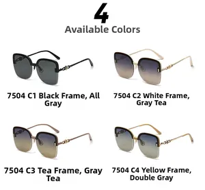 Four colors of square polarized sunglasses with semi-rimless frames and gold metal accents