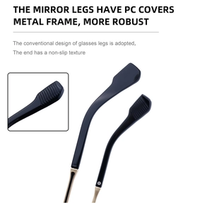 Detail of aviator sunglasses metal frame with anti-slip PC temple covers for stability
