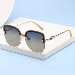 Chic oversized square sunglasses with gradient lenses and chain temple accents