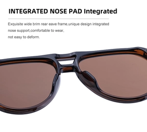 Detail of the integrated nose pad design on brown pilot sunglasses for comfort