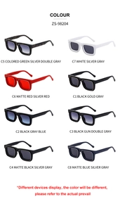 Huit options de couleurs pour lunettes de soleil carrées rétro modèle ZS-98204 en grille