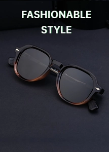 Detail of gradient acetate sunglasses frame with golden arrow inlay on the temple