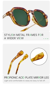 Macro detail of tortoiseshell propionate frames and stylish metal temple craftsmanship