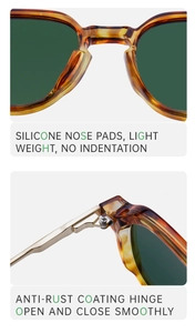 Macro detail of comfortable silicone nose pads and durable metal hinges on sunglasses