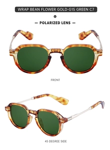 Close-up of polarized sunglasses with tortoiseshell frames and gold metal temples