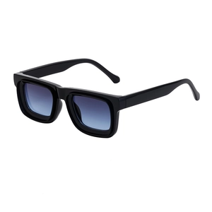 Lunettes de soleil rétro à double monture carrée avec verres dégradés bleus