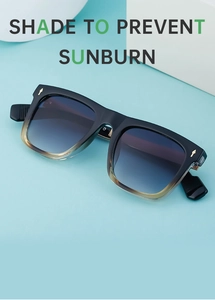 Detail of polarized cat-eye sunglasses with gold arrow hinges and amber gradient frames