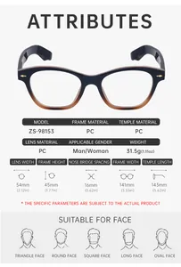 Detailed sizing guide and technical dimensions for cat-eye retro anti-blue light glasses